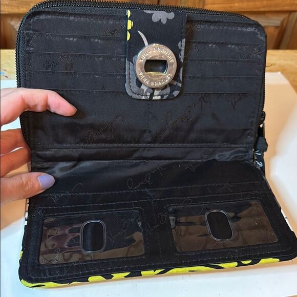 Vera Bradley Black and Yellow Crossbody Purse with Matching Wallet- Preowned - Picture 5 of 13